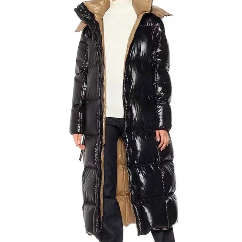 

New Style Hot-selling Down Jacket Over The Knee Long Plus Velvet Thick Hooded Large Down Jacket for Women To Keep Warm In Winter