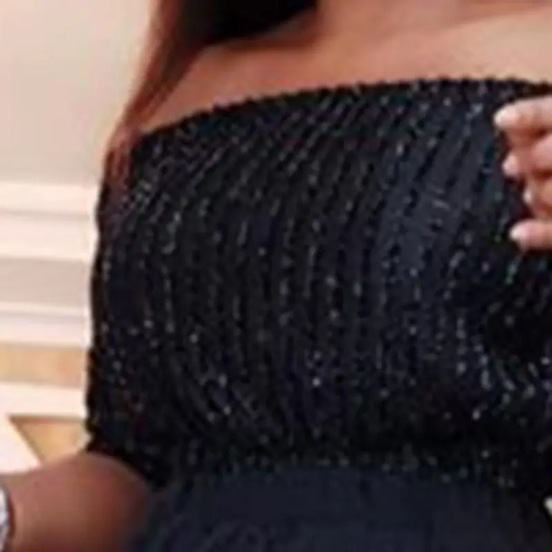 Женское многослойное платье шифоновое Плиссированное черное модное