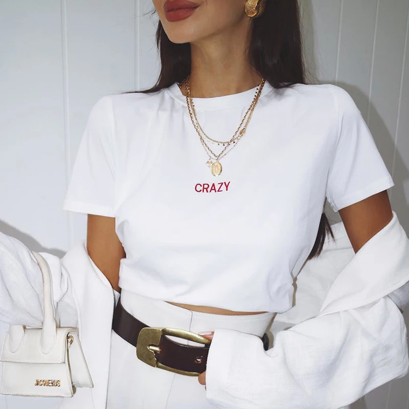 Женская хлопковая Футболка crazy red Повседневная забавная футболка | одежда