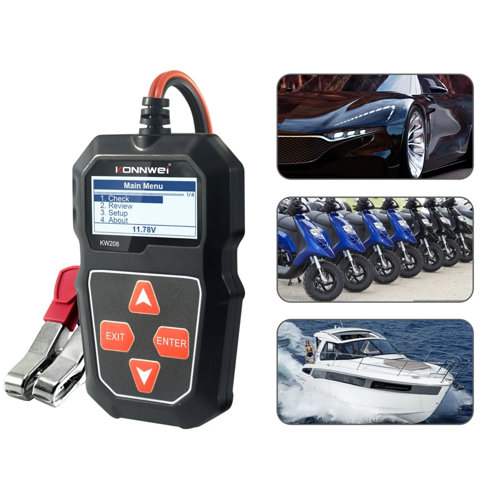 

KONNWE KW208 Battery Tester Car Digital 12V 100-2000CCA Cranking Charging System Test Tool Automotive Battery Capacity Tester