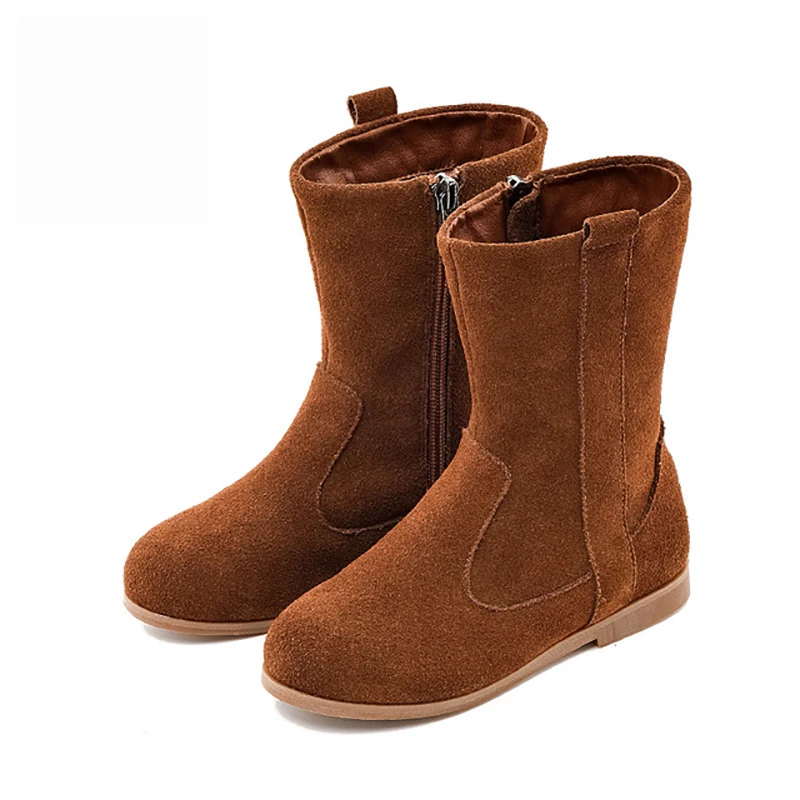 Ботинки Dolakids для девочек кожаные ботинки детские средней длины с боковой молнией