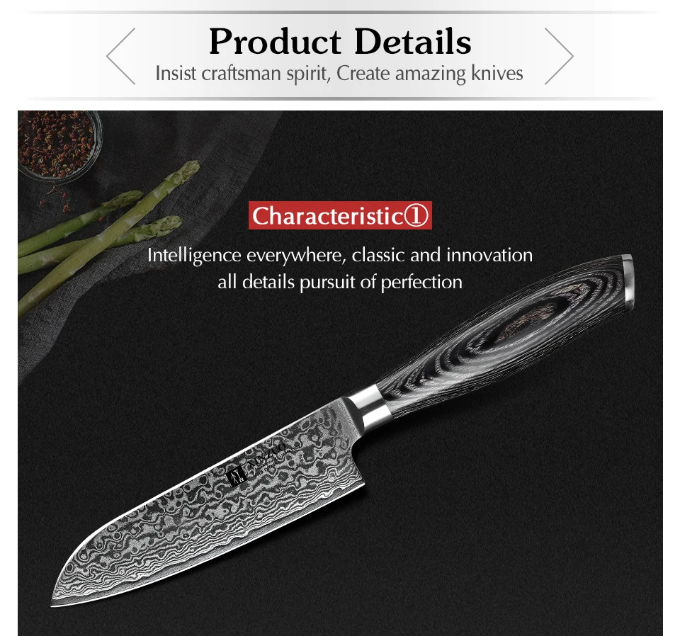 XINZUO " Santoku ножи 67 слоев японский стиль VG10 дамасский кухонный нож шеф-повара для овощей кованая сталь Pakkawood ручка