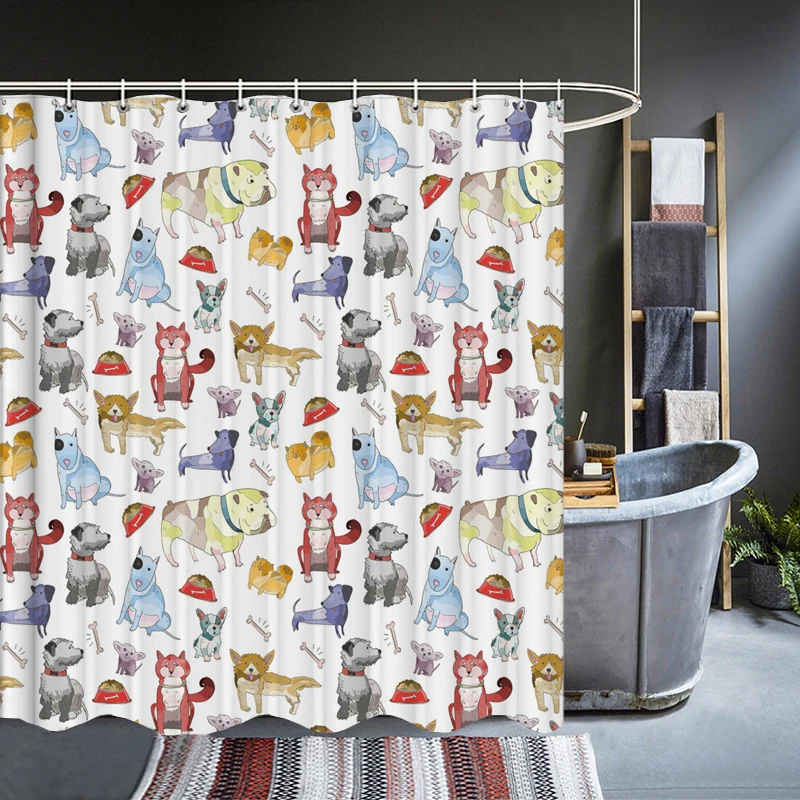 Шторка для ванной водонепроницаемая с 3D-принтом крючками | Дом и сад