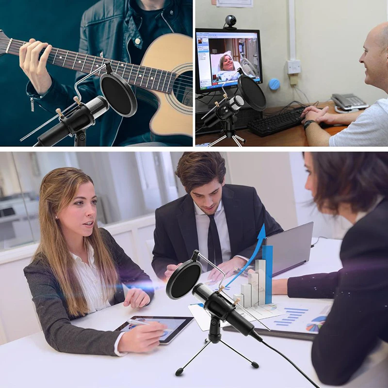 

Professional Microphone Condenser for Computer Laptop PC USB Plug +Stand Studio Podcasting Recording Microfone Karaoke Mic hot