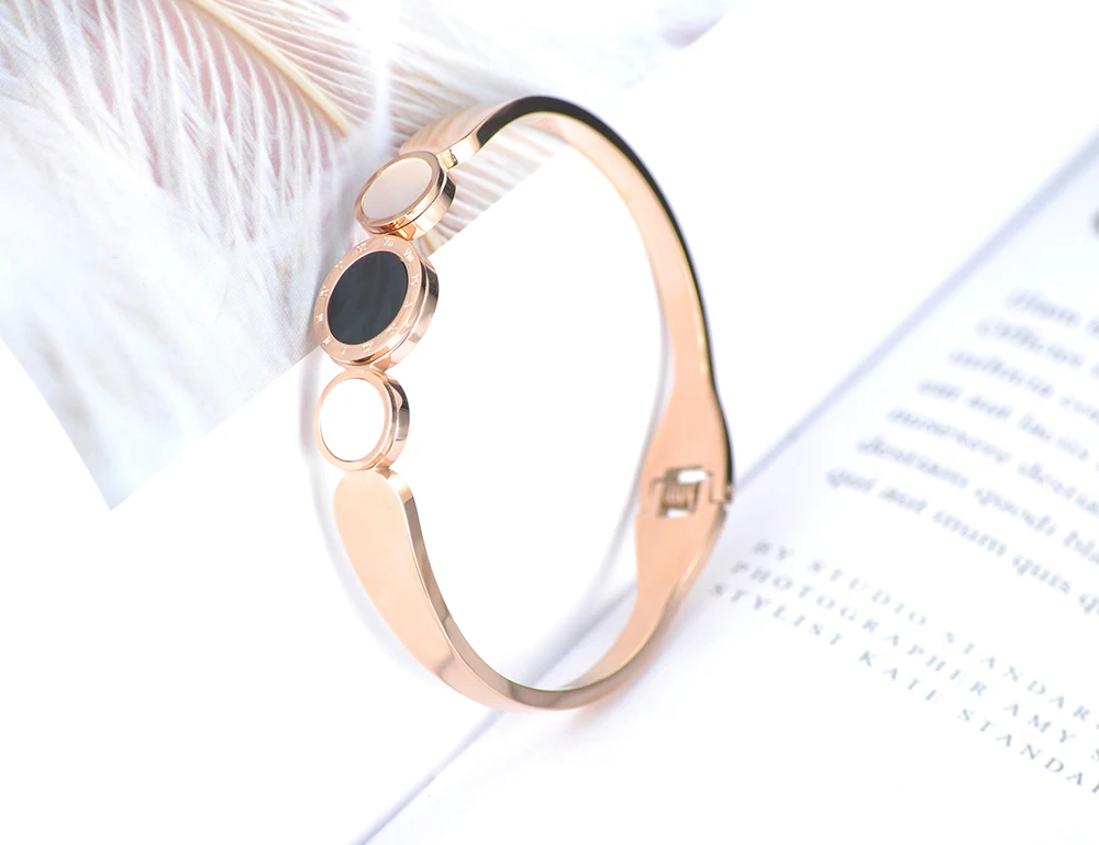 Lokaer модные Titanium стали римские цифры Bracelets & Bangles роскошный обручальные кольца
