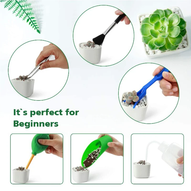 

14Pcs Transplanting Tools with Bag Garden Succulent Tool Small Gardening Hand Tools Set for Indoor Garden Plant Care
