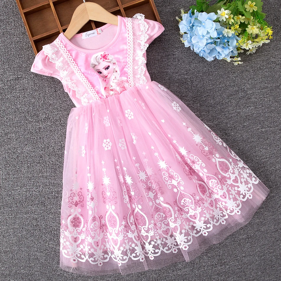 Платье для девочек летняя детская одежда платье принцессы Анны и Эльзы Снежной