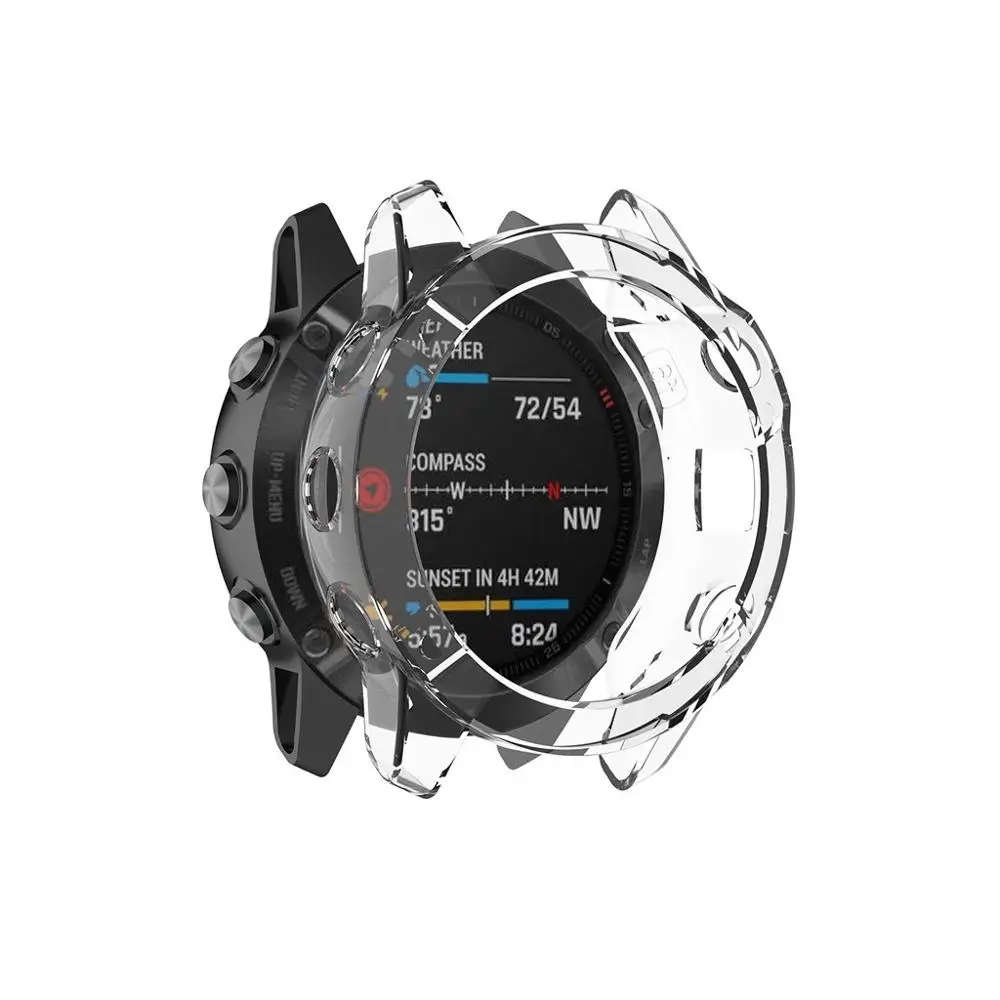 

For Garmin Fenix 6S Pro 6X 6 Pro Soft Crystal Clear TPU Protector Case Cover Frame Smart watch accessories Fenix6 Fenix6X Shell