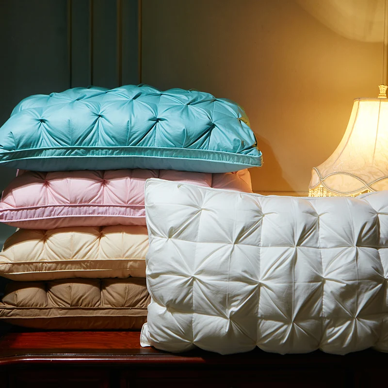 

48*74cm luxury 3D style rectangle white goose/duck down feather bedding pillows down-proof cotton shell free shipping