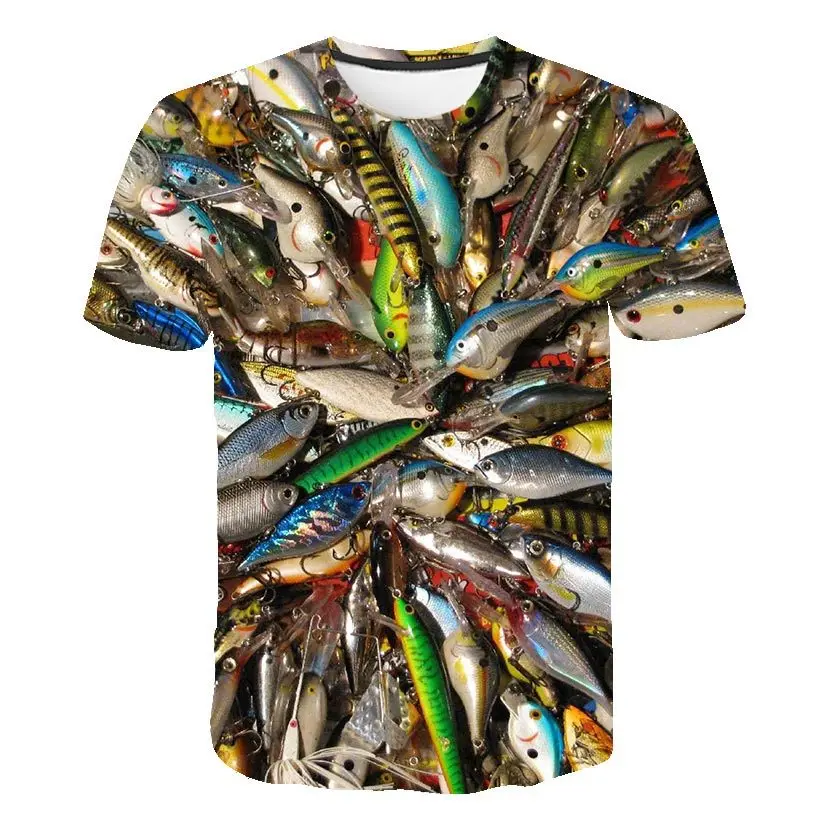 

Men's T-shirt Short Sleeve Deep Sea Fish Pattern 3D Tops Over Size Printing Round Neck T-shirt Fashion Casual Wear 2021 Summer