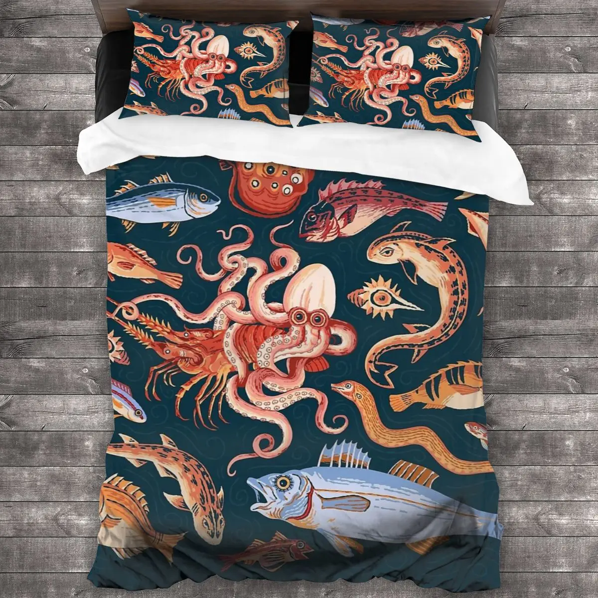 

Pompeii Marine Mosaic Soft Microfiber Comforter Set with 2 Pillowcase, Quilt Cover With Zipper