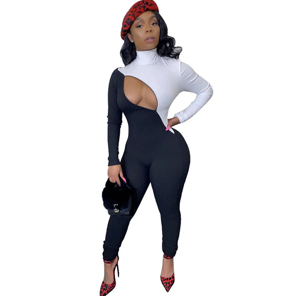 Женский зимний комбинезон с высоким воротником и длинным рукавом вечерние