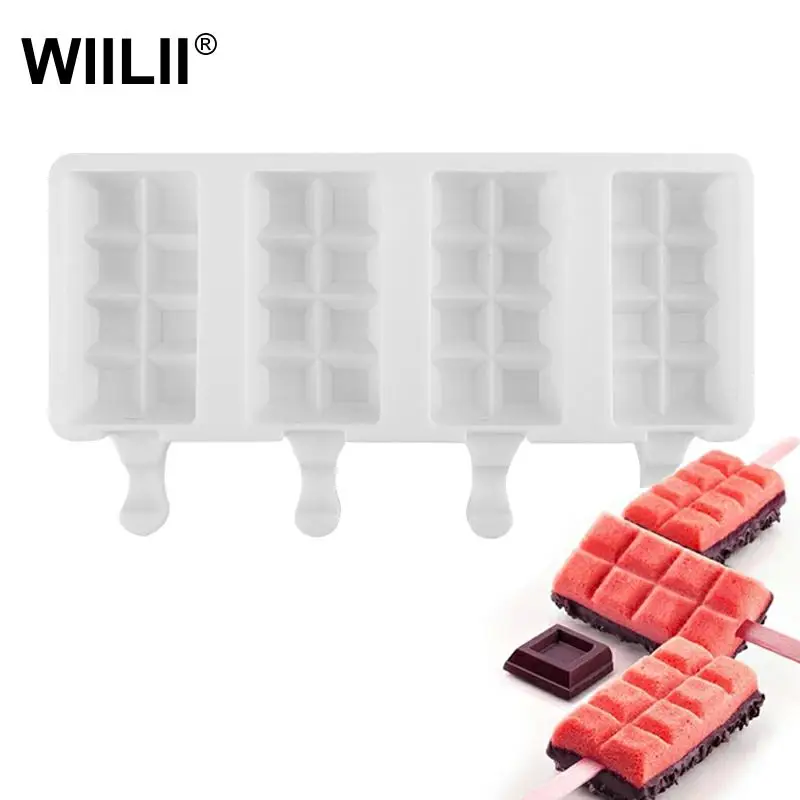 4 полости силиконовые формы для мороженого DIY Форма решетки эскимо выпечки