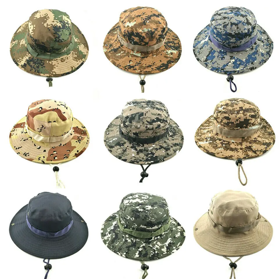

Camouflage Tactical Cap Military Boonie Hat US Army Caps Camo Men Outdoor Sports Sun Bucket Cap Fishing Hiking Hunting Hats 60CM