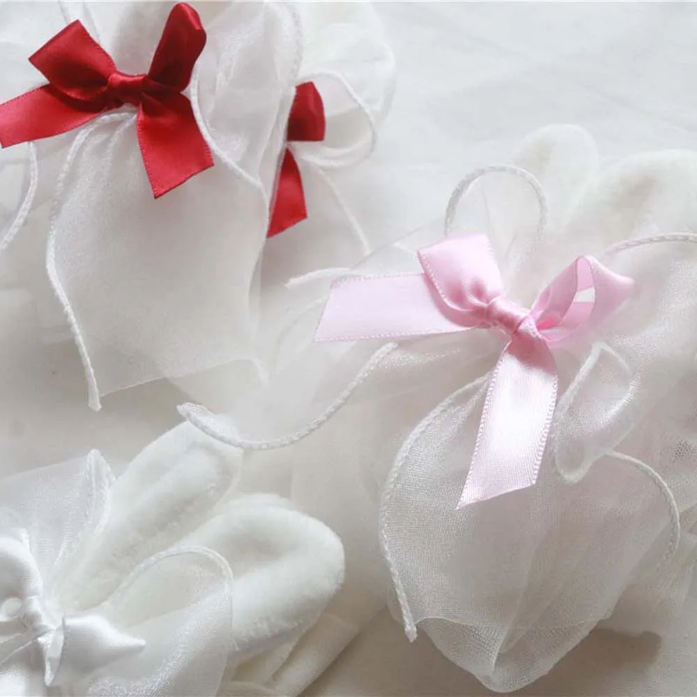 

1Pair Spring and Summer Rabbit Ear Socks Lovely Bowknot Glass Silk Stockings Summer Ultra Thin Female Lolita Socks