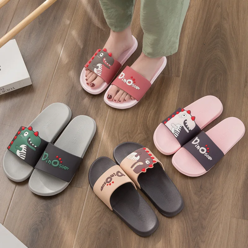 

Summer Women Floor Flat Shoes Lovely Cartoon Indoor Flip Flops Female Non-Slip Bathroom Home Slippers Couple Beach Shoes