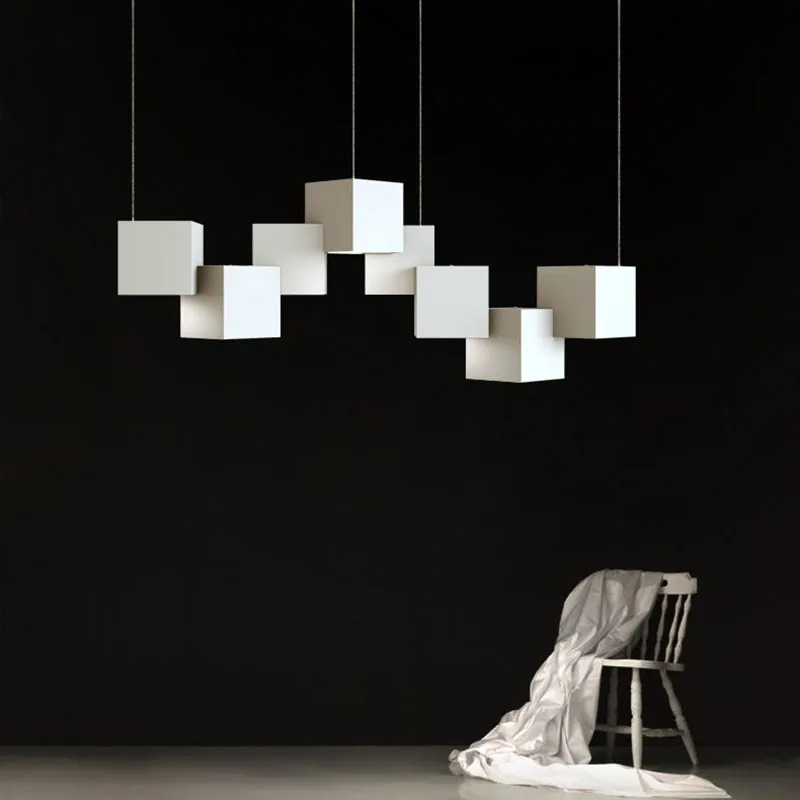 Koop Nordic Creatieve Rubik 'S Cube Hanger Licht Luxe Iron Art Combinatie Lampen Voor Villa Bar Woonkamer Slaapkamer Decor Kroonluchters
