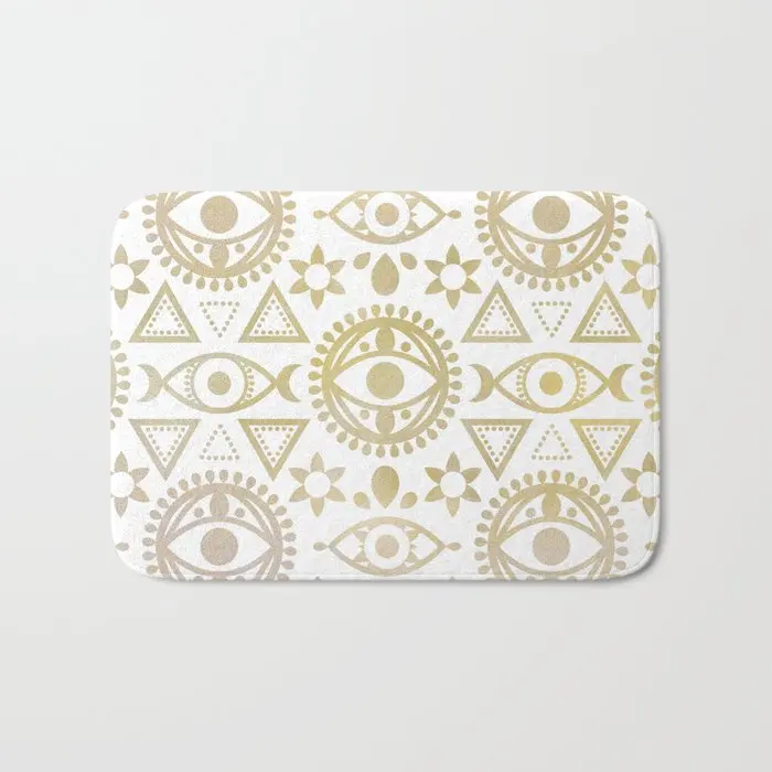 

Geometric Evil Eye Bath Flannel Absorbent Non Slip Metallic Color Doormat Entrance Door Bath Room Mats