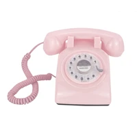 pink retro telephone classic vintage rotary dial hands free landline phone for homeofficehotel antique phones for senior gift