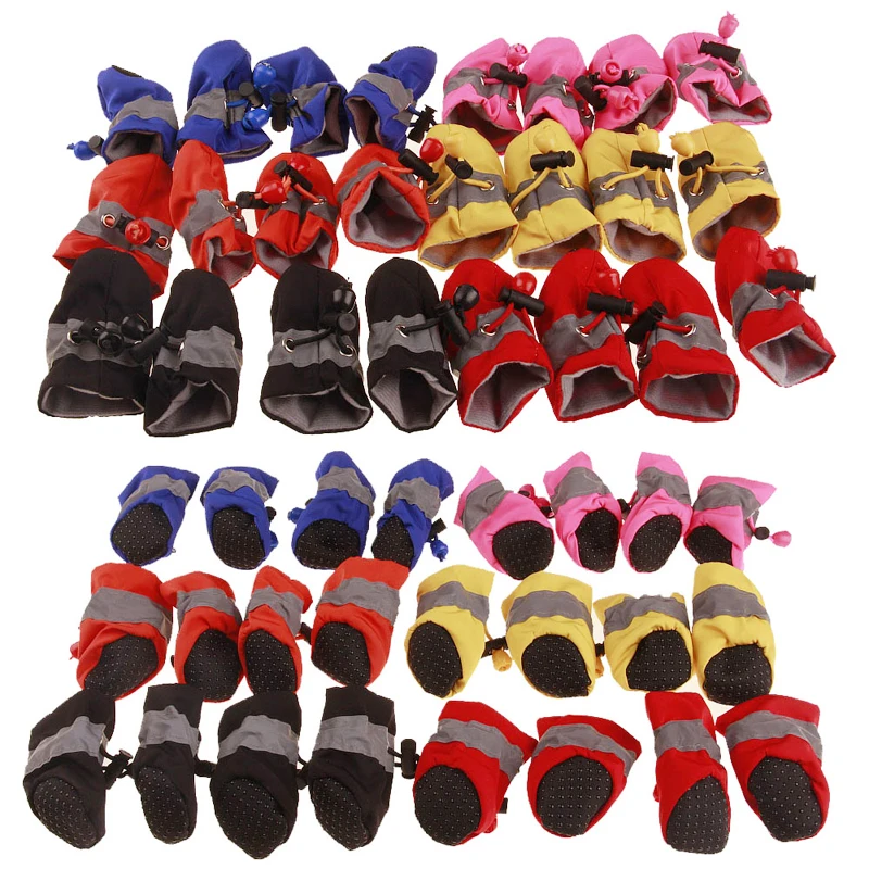 New 4pcs Waterproof Pet Dog Shoes Anti-slip Rain Snow Boot Footwear Thick Warm For Small Cats Dogs Puppy Socks Booties - купить по