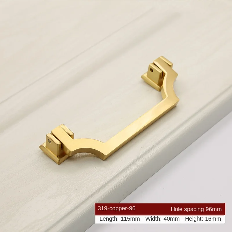 319-C.C96mm JD New Chinese Zinc Alloy Door Wardrobe Brushed Brass Door Handle Gold Cabinet Drawer Door Handle Furniture Handle Hardware - Color: 319-C.C96mm