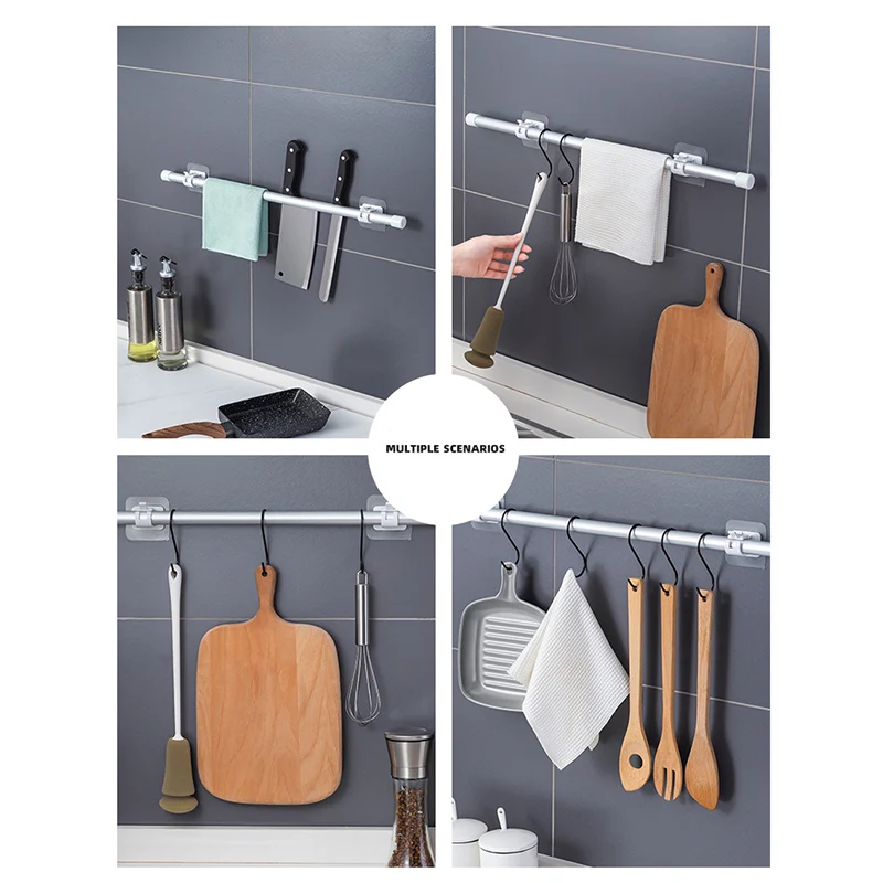 

2 Pcs Hanging Rod Clip Adhesive Wall Curtain Hanging Clamp Hooks Curtain Shower Curtain Rod Fixing Clip Hanging Rack Hook