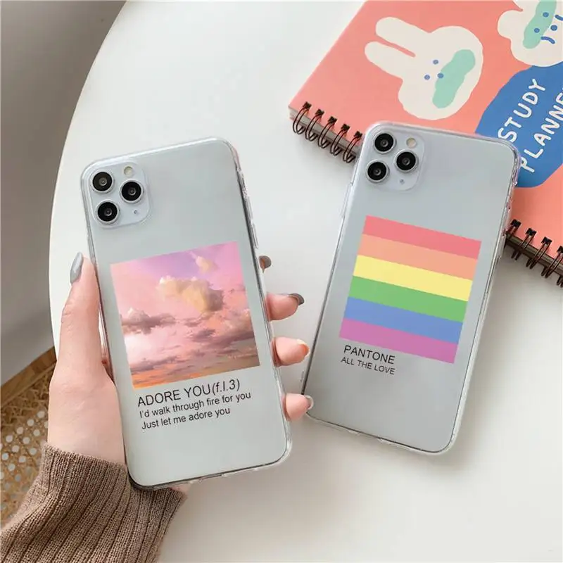 

Flower Summer Pink Phone Case Transparent for Clear iPhone case 11 12 mini pro XS MAX 8 7 6 6S Plus X 5S SE 2020 XR