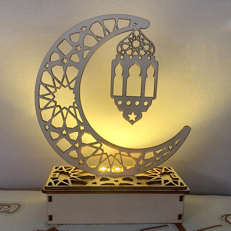 

Wooden Moon Lamp Eid Mubarak Table Decoration Crafts for Home Decoration P7Ding