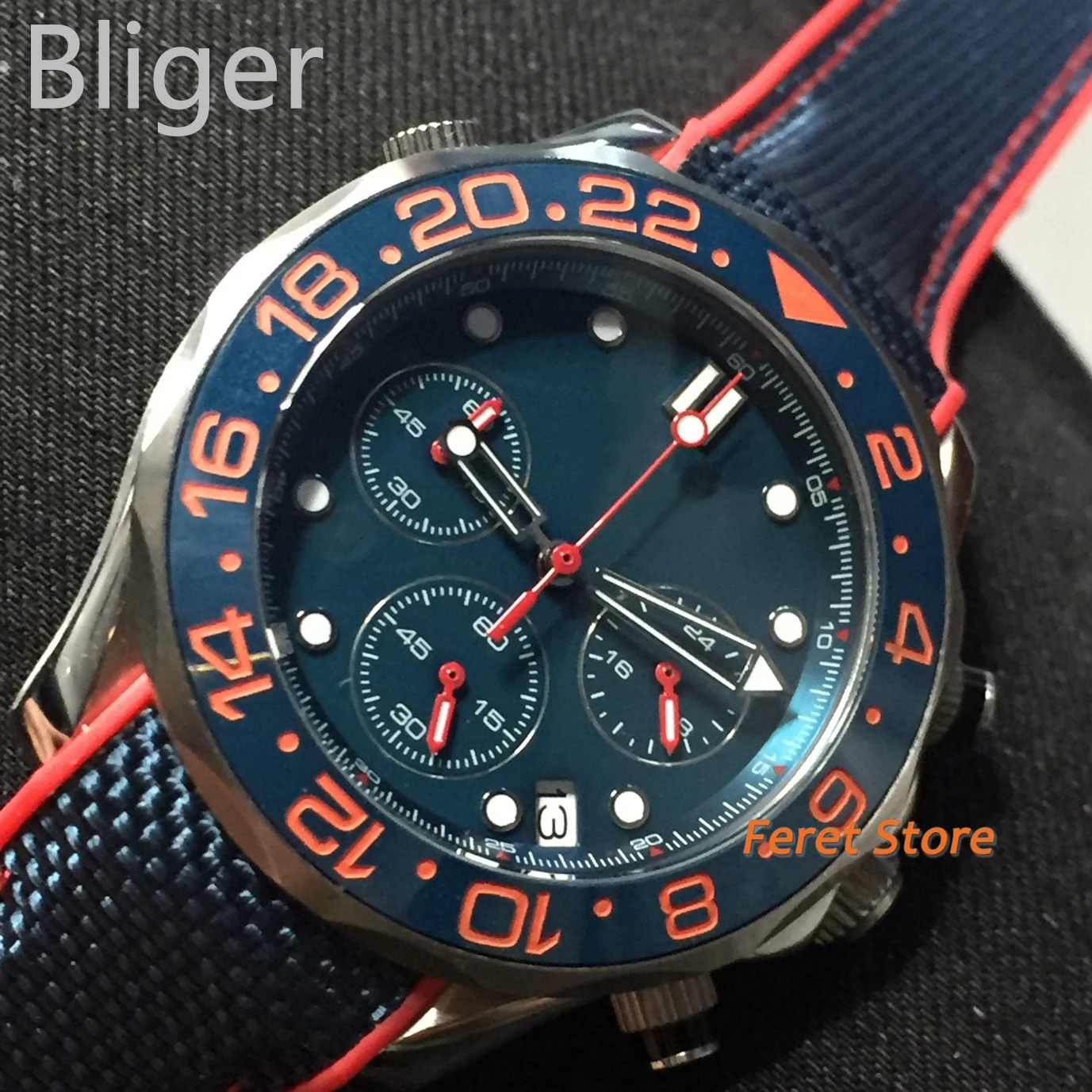 

Часы мужские кварцевые, 41 мм, с оранжевым циферблатом и каучуковым ремешком