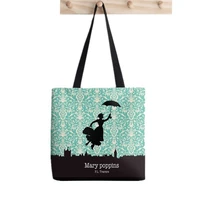 2021 shopper mary poppins umbrella painted tote bag women harajuku shopper handbag girl shoulder shopping bag lady canvas bag