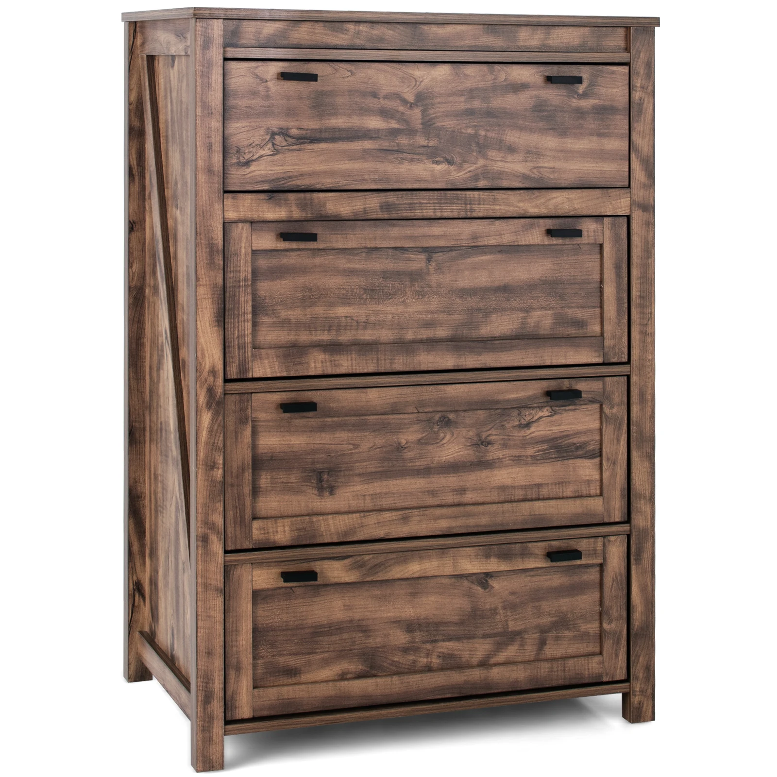 

Costway 4 Drawers Dresser Rustic Vertical Drawer Chest Industrial Dresser Tower HW66712