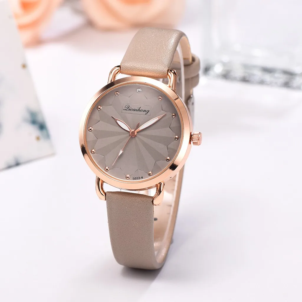 Модные Простые Цветочные инкрустированные стразы на ремешке женские кварцевые