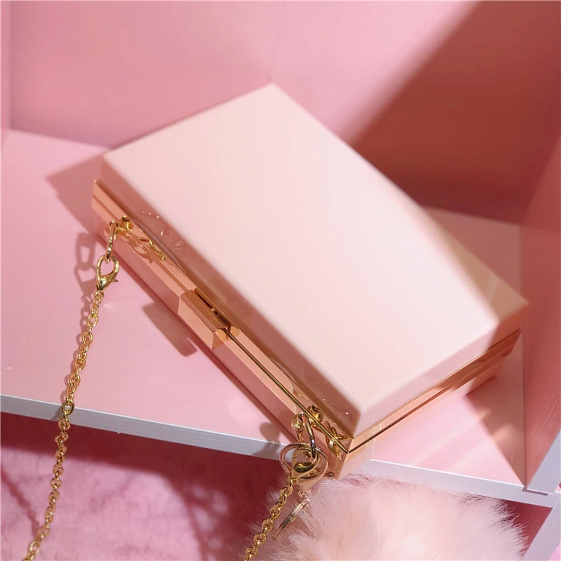 Женские сумки акриловые с меховым помпоном новинка 2019 женские маленькие через