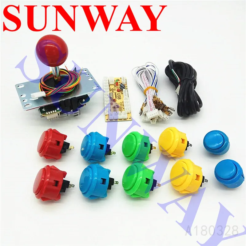 

1 плеер USB энкодер к ПК джойстик игры Sanwa оригинальный JLF-TP-8YT рокер с 10x Sanwa Кнопки для Аркады DIY наборы частей