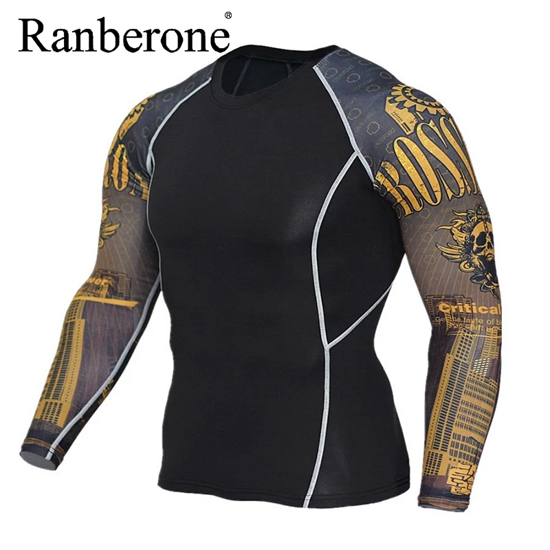 Man's Shirt Running Sport Compression Shirts Gym Fitness Long Sleeve T-shirt Jogging Training Tight Male Quick Dry Sportswear