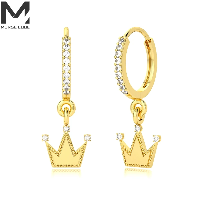 

S925 Sterling Silver Star Moon Earrings For Women Crystal Hoop Earrings Crown Zircons Earrings Party Wedding Pop Fashion Jewelry