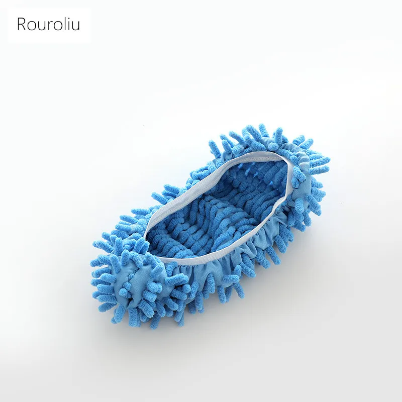 Rouroliu 12psc/lot Multi-Function Washable Dust Mop Slippers Reusable Microfiber Floor Cleaning Shoes Cover