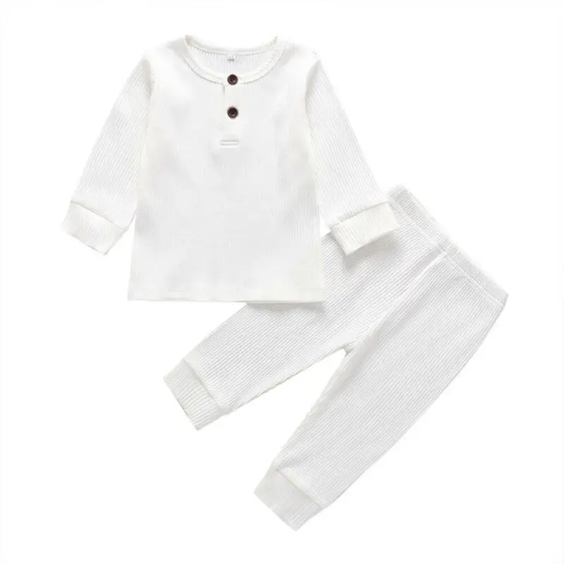 0-3Years Newborn Baby Boy Girl Clothes Knitted Cotton Long Sleeve Tops Trousers Outfit | Детская одежда и обувь