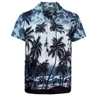 Гавайская рубашка мужская с коротким рукавом, Повседневная Блузка с принтом в гавайском стиле, с отложным воротником, уличная одежда, лето