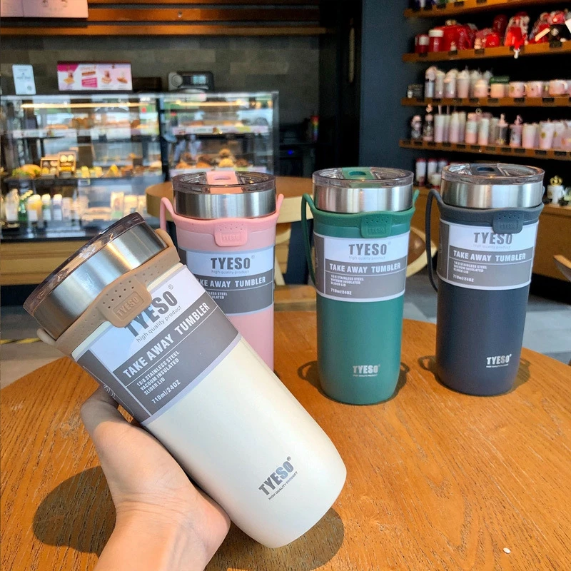 

710ML Double Stainless Steel Coffee Thermos Mug Car Travel Insulated Bottle with Non-slip Case Thickened Big Thermo Cup for Gift