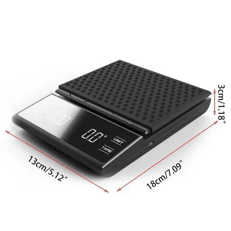 

3kg/0.1g Portable Electronic Digital Coffee Scale With Timer High Precision LED Display Household Weight Balance Measuring Tools
