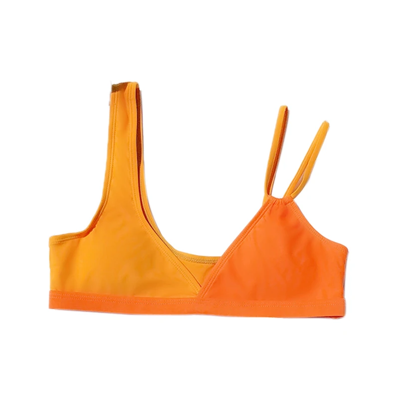 

2021 Fashion Trend Ladies Summer Sexy Yellow Orange Splicing Swimsuit Bikini Adults Women Split Bathing Set Swimwear Beachwear