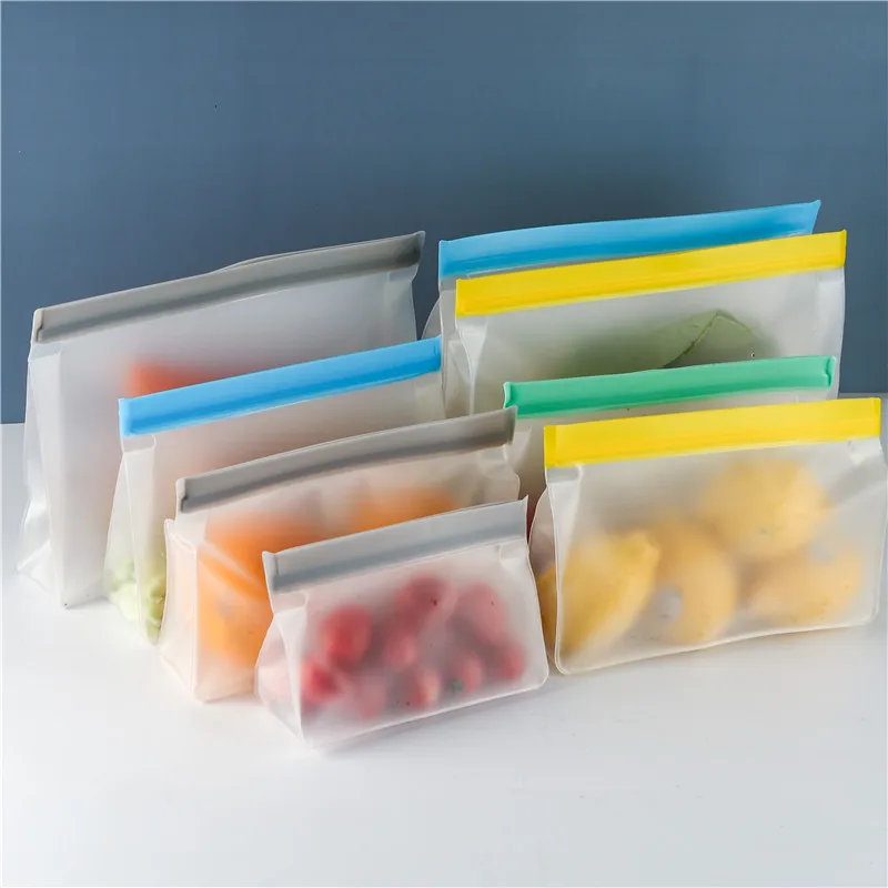 New 1PC Kitchen Accessories PEVA Food Preservation Storage Bag Leakproof Reusable Fridge Sandwich Ziplock Silicone Organizer Bag