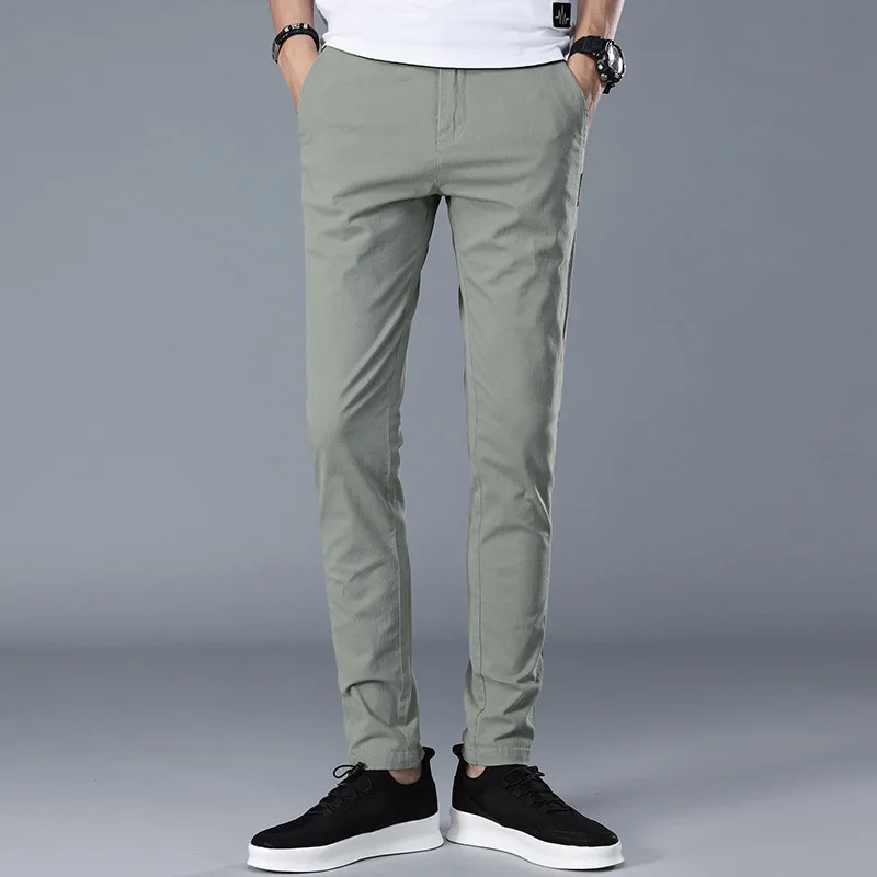 

Pants men's Korean trend all kinds of slim casual pants men's small foot elastic fashion summer light and thin long pants