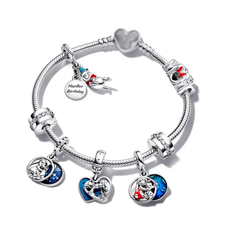 

2021 nuevo Animal joyera 100% Plata de Ley 925 cachorro Stitch cuentas Dumbo colgante fit pulsera del encanto de Pandora DIY re