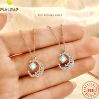 moonstone moon 100 925 sterling silver necklace for women sweet zircon star necklaces pendants fashion chain fine jewelry