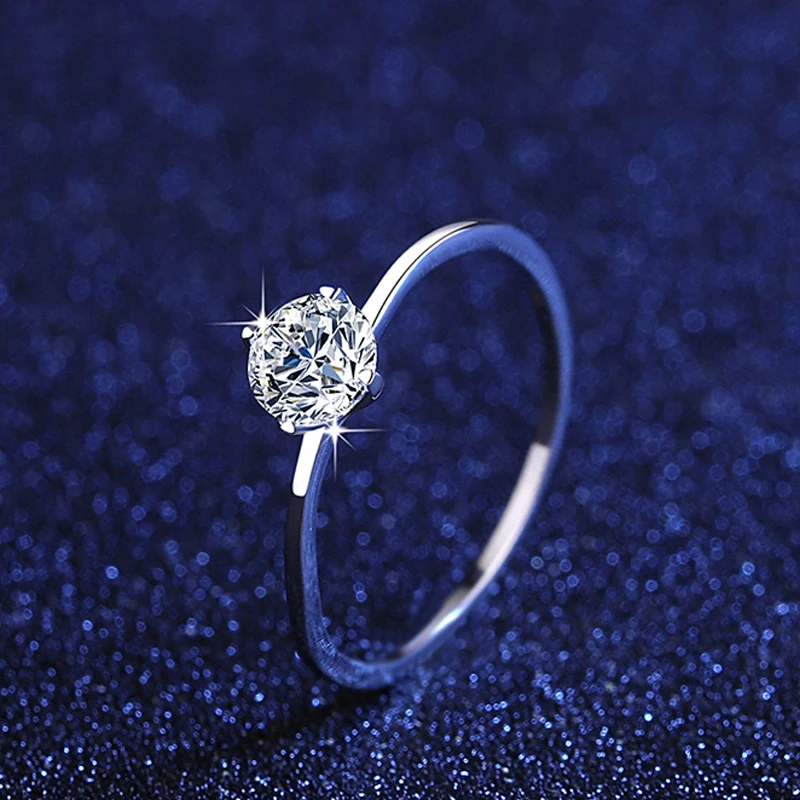 

100% 925 Sterling Silver 0.5 Carat Moissanite Classical Wedding Rings For Women Party Top Quality Sparkling Fine Jewelry