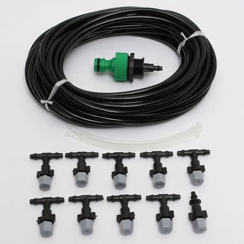 

10 м воденое Опрыскивание охлаждения Системы туман насадка опрыскивателя открытый сад патио садовые растения спрей шланг для полива