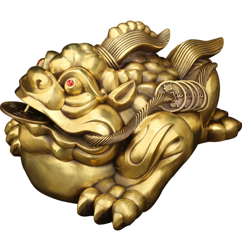 

All-bronze Golden Toad Ornaments Lucky Fortune Office Store Opening Living Room One-horned Three-legged Cicada Figurines