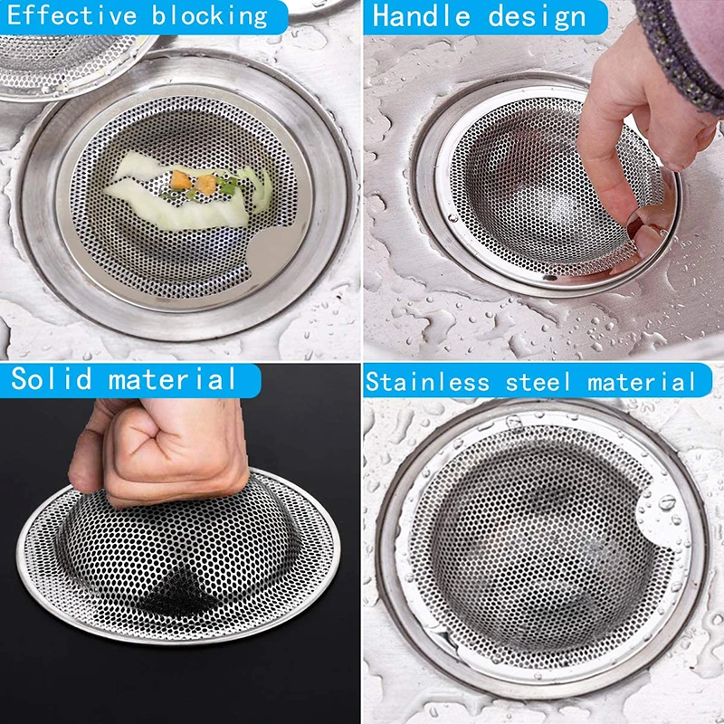

S/M/L Stainless Steel Bathtub Hair Catcher Stopper Shower Drain Hole Filter Trap Metal Sink Strainer Floor Drain Kitchen Tool